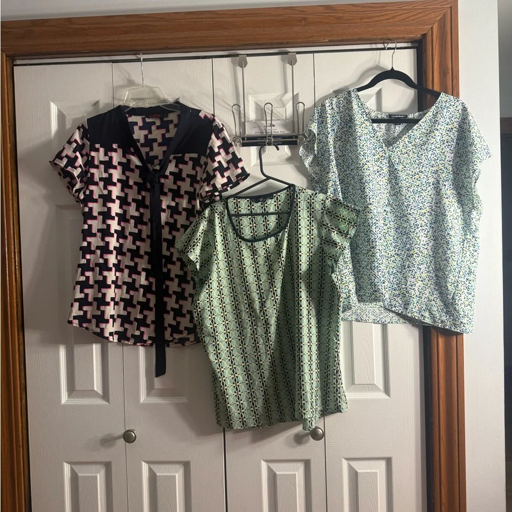 Multiples Women's Blouses in Pink, Green, and Blue Patterns - Picture 2 of 2